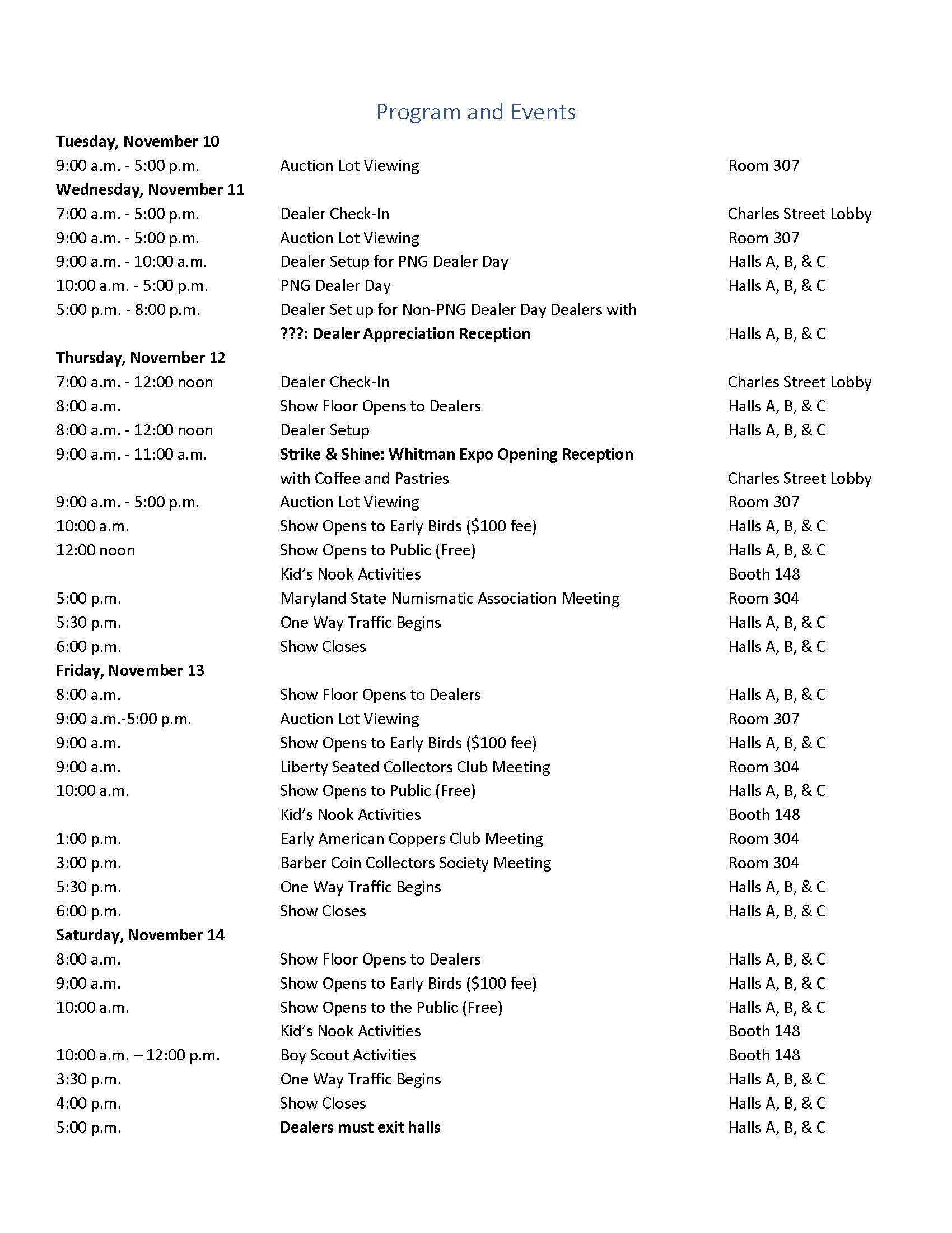 Baltimore Fall Expo 2026 schedule of events
